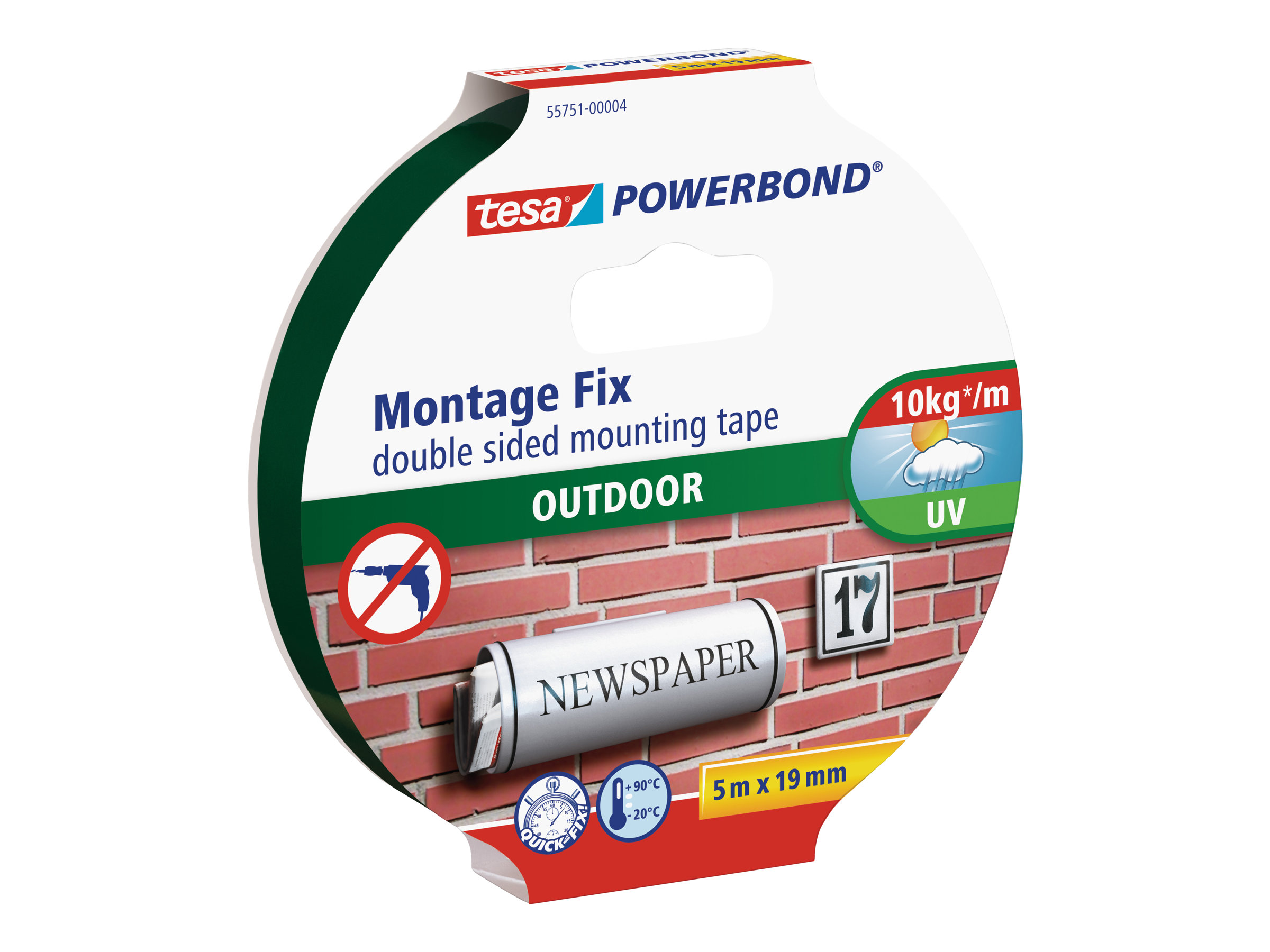Tesa Powerbond - Doppelseitiges Klebeband - 19mm x 5 m - Weiß