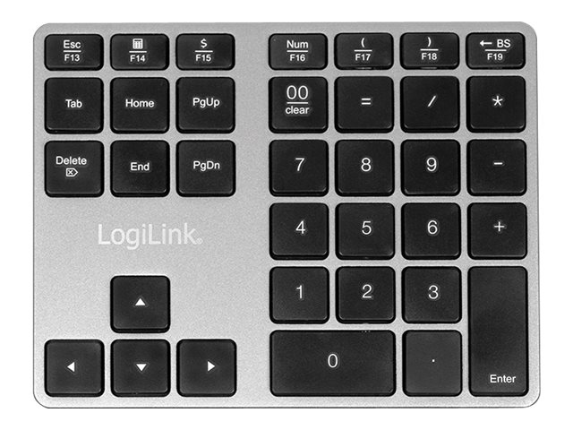 LogiLink Tastenfeld - kabellos - Bluetooth3.0 - Space-grau