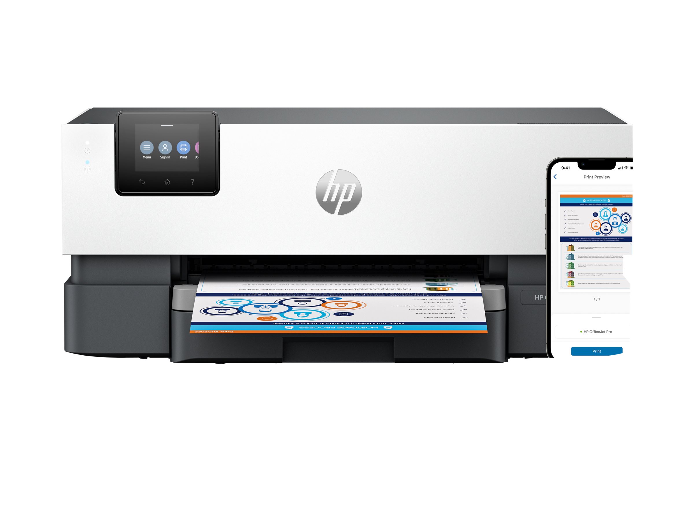 HP Officejet Pro 9110b - Drucker - Farbe - Duplex - Tintenstrahl - A4/Legal - 1200 x 1200 dpi - bis zu 22 Seiten/Min. (einfarbig)//bis zu 18 Seiten/Min. (Farbe) - Kapazität: 250 Blätter - USB 2.0 - LA
