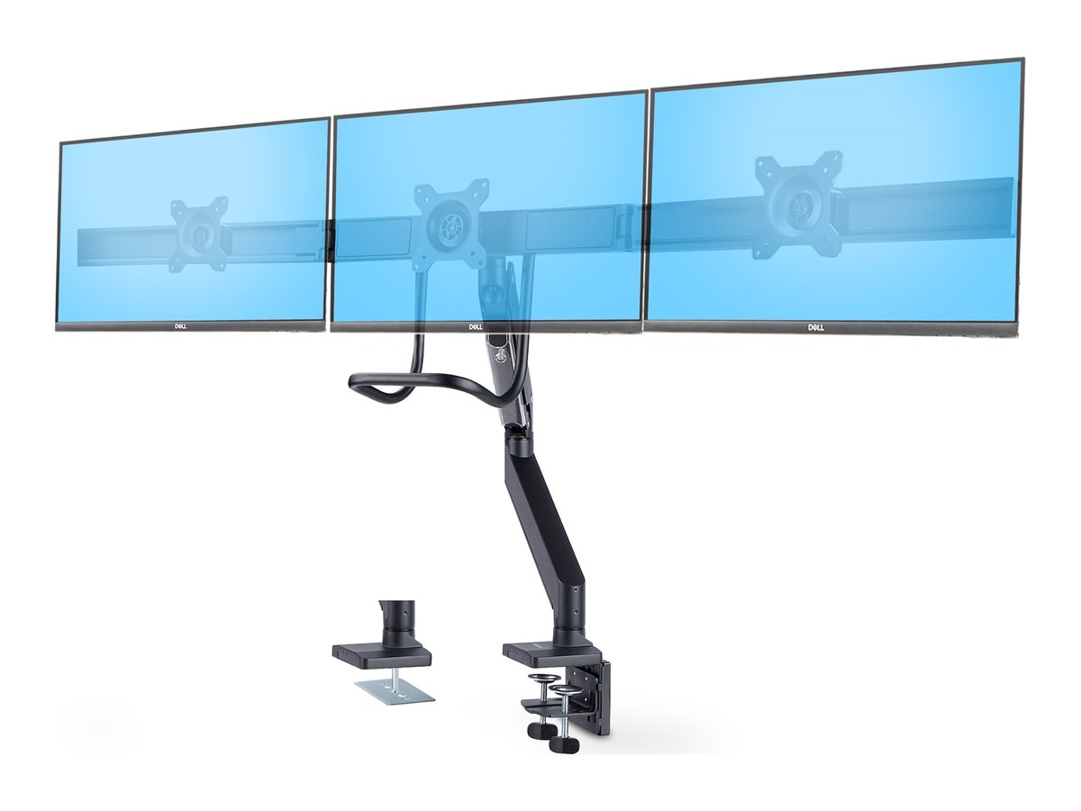 StarTech.com Monitortischhalterung für 3 Monitore 27", VESA 75x75/100x100 - Befestigungskit - einstellbarer Arm - für 3 LCD-Anzeigen - Dreifach-Monitorhalterung - Kunststoff, Aluminium, Stahl - Schwar
