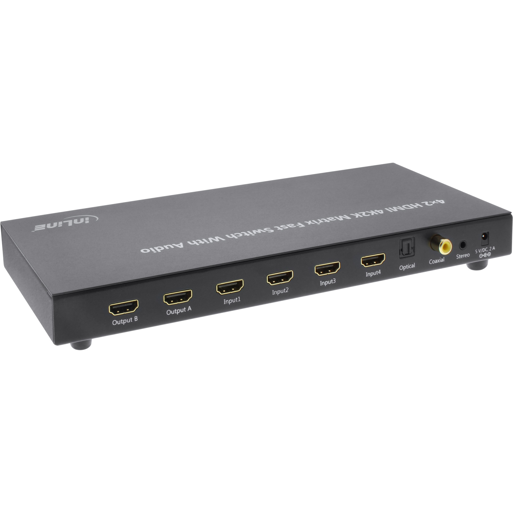InLine HDMI Matrix Switch / Umschalter - 4K2K - 4 Eingänge auf 2 Ausgängeto 2 Output ports - Video/Audio-Schalter - Desktop