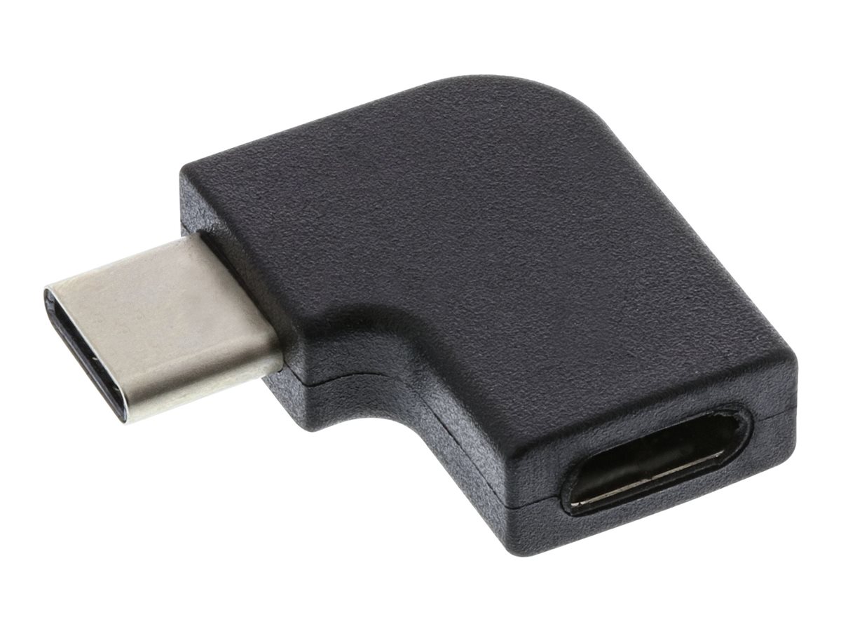 InLine USB 3.2 Gen.2 Adapter - USB-C Stecker an C Buchse - gewinkeltgewinkelt - USB 3.1 Gen 2 - USB Power Delivery (3A - 60W) - Schwarz