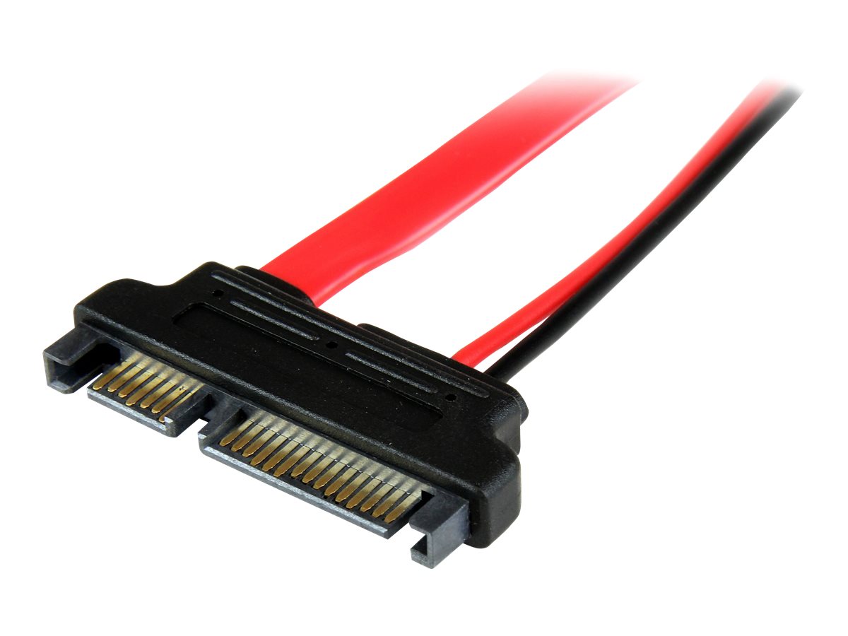 StarTech.com Slimline SATA auf SATA Adapter mit Strom Buchse/Stecker 15cm - SATA-Adapter - Serial ATA 150/300/600 - Slimline SATA (W)zu SATA Combo (M) - Rot