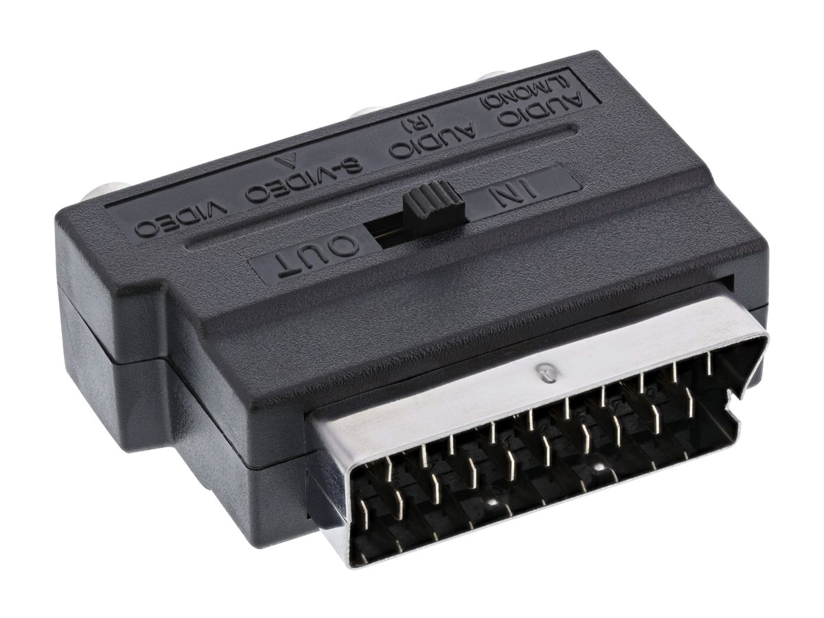 InLine Scart Adapter - Scart (in/out) an 3x Cinch Buchse und 1x S-VHS Buchsemännlich zu 4-poliger mini-DIN - RCA x 3 weiblich - abgeschirmt - Schwarz
