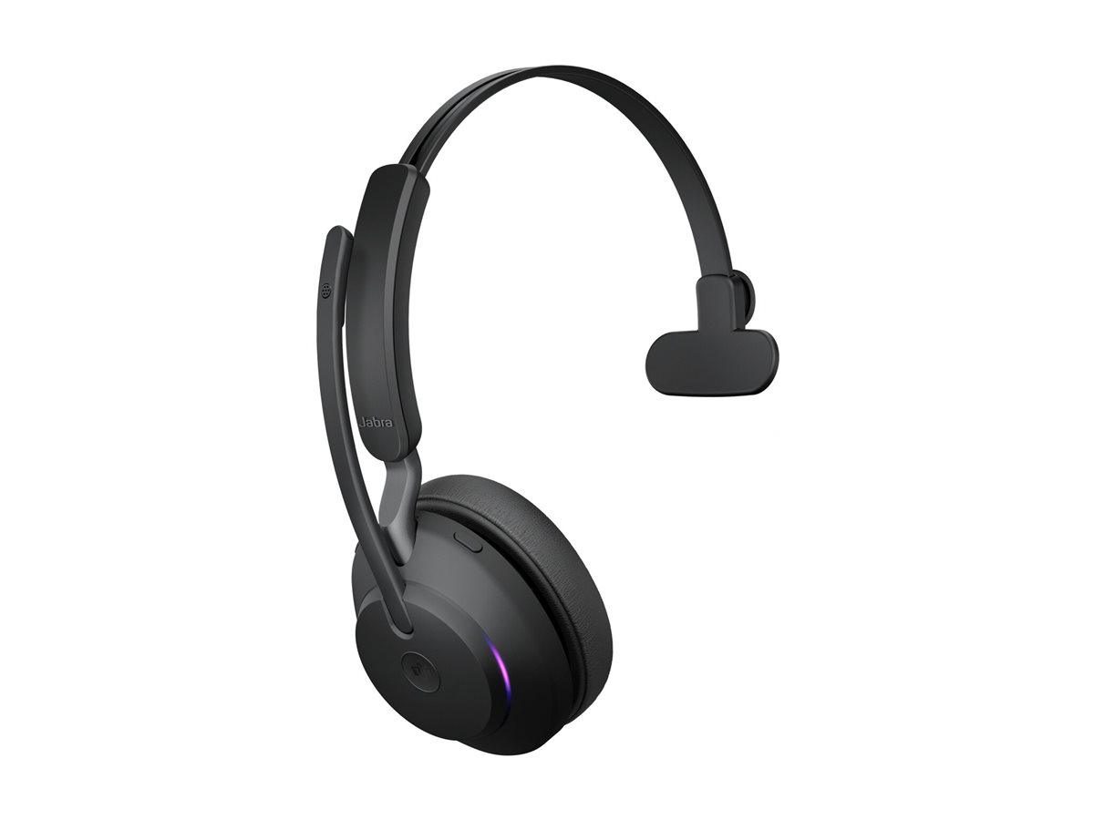 Jabra Evolve2 65 MS Mono - Headset - On-Earkonvertierbar - Bluetooth - kabellos - USB-C - Geräuschisolierung - Schwarz - Zertifiziert für Microsoft Teams