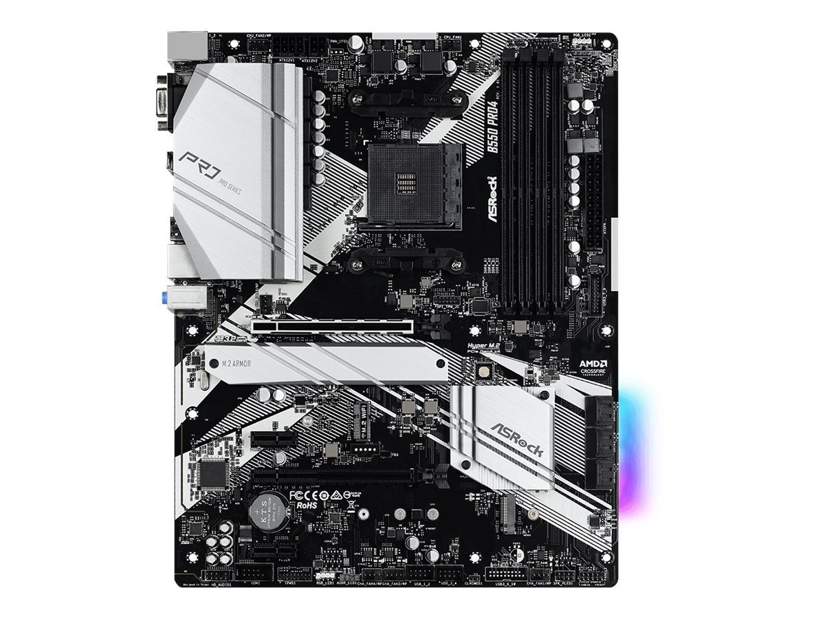 ASRock B550 Pro4 - Motherboard - ATX - Socket AM4 - AMD B550 Chipsatz - USB-C Gen2, USB 3.2 Gen 1, USB 3.2 Gen 2 - Gigabit LAN - Onboard-Grafik (CPU erforderlich)