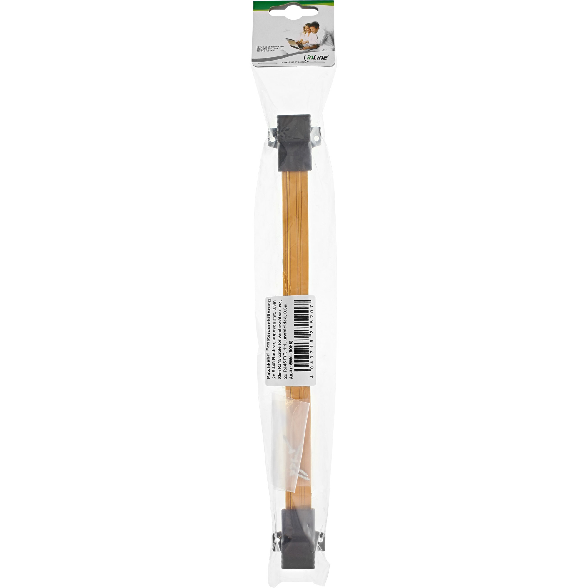 InLine Patchkabel Fensterdurchführung - 2x RJ45 Buchse - ungeschirmt - 0,3mzu RJ-45 (W) - 0.3 m - ungeschirmt