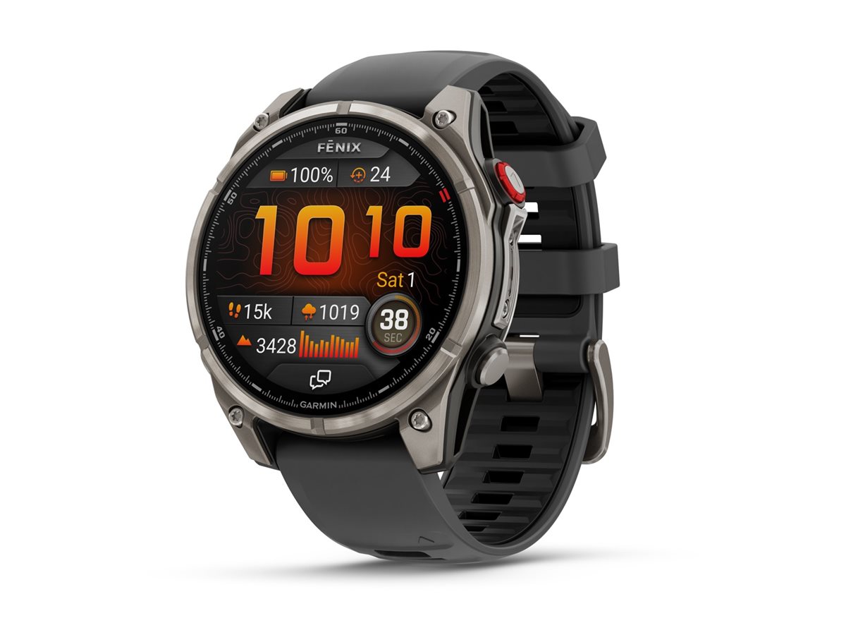 Garmin Fenix 8 Pro - 47 mm - Titan - Sportuhr mit Riemen - Silikon - graphite/black - Handgelenkgröße: 125-208 mm - Anzeige 3.556 cm (1.4")