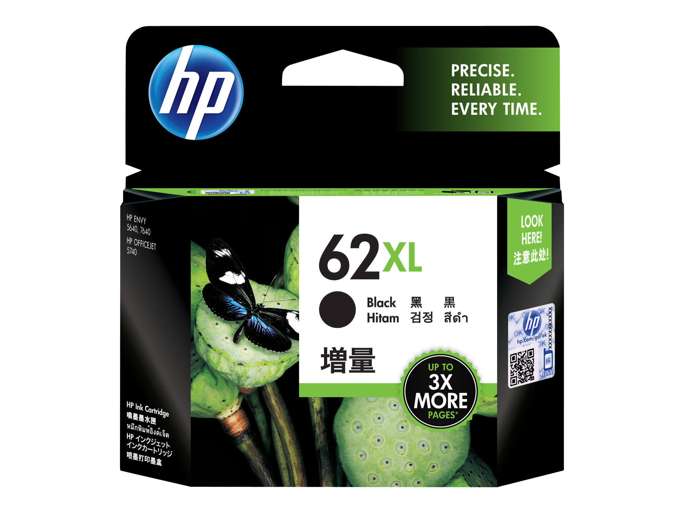 HP 62XL - Hohe Ergiebigkeit - Schwarz - originalTintenpatrone - für ENVY 55XX - 56XX - 76XX; Officejet 200 - 250 - 57XX - 8040