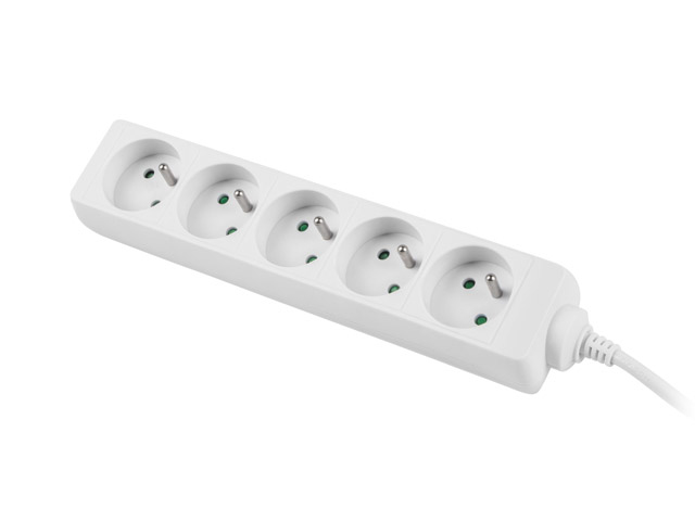 Lanberg Steckdosenleiste - 2500 watt - Eingabe, Eingang power CEE 7/7 - Ausgangsanschlüsse: 5 (5 x Leistung CEE 7/5)1.5 m Schnur - weiß