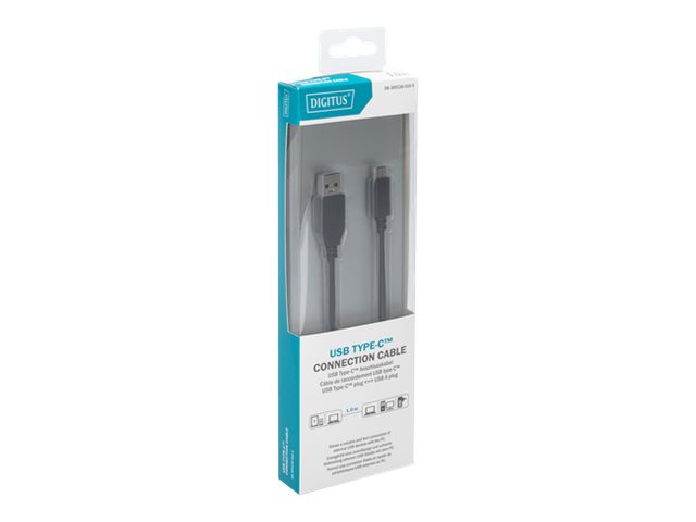 DIGITUS USB-Kabel - USB Typ A (M) zu USB-C (M)USB 3.1 - 1 m - geformt - Schwarz