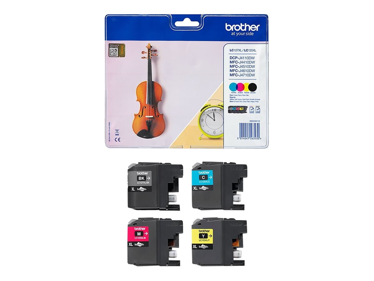 Brother LC127XL Value Pack - 4er-Pack - mit hoherKapazität - Schwarz - Gelb - Cyan - Magenta - original - Blisterverpackung - Tintenpatrone - für Brother DCP-J4110DW