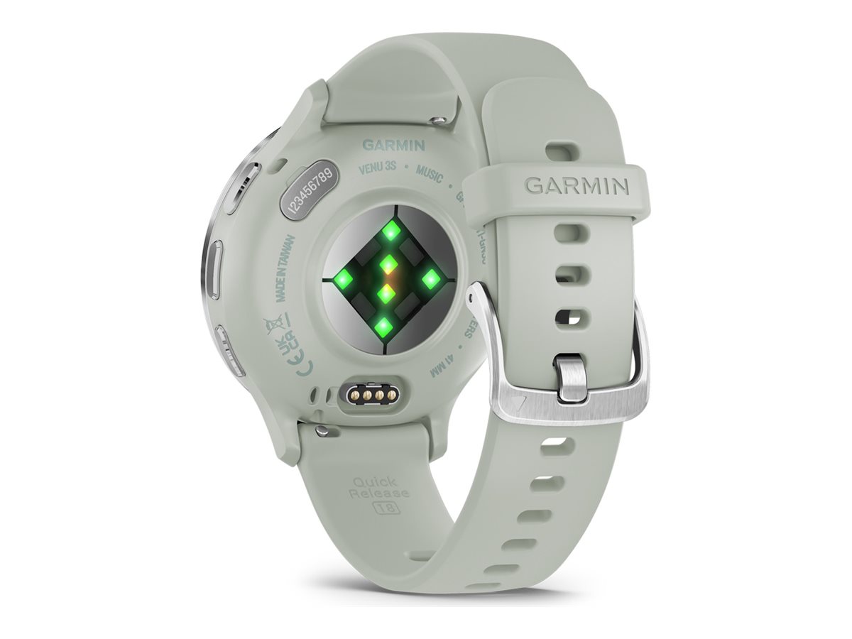 Garmin Venu 3S - 41 mm - Sage Gray - intelligente Uhr mit Band - Silikon - Handgelenkgröße: 110-175 mm - Anzeige 3.04 cm (1.2")8 GB - Bluetooth - Wi-Fi - ANT+ - 40 g
