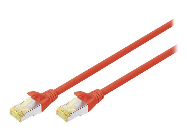 DIGITUS CAT 6A S/FTP Patchkabel, 10 Stück3 m - SFTP - CAT 6a - halogenfrei - geformt - ohne Haken - Rot (Packung mit 10)