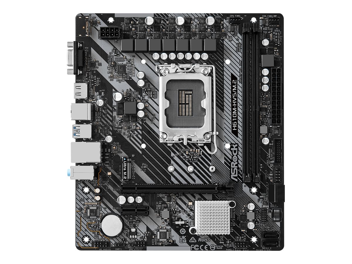 ASRock H610M-HVS/M.2 R2.0 - Motherboard - micro ATX - LGA1700 Sockel - H610 Chipsatz - USB 3.2 Gen 1 - Gigabit LAN - Onboard-Grafik (CPU erforderlich)HD Audio (8-Kanal)