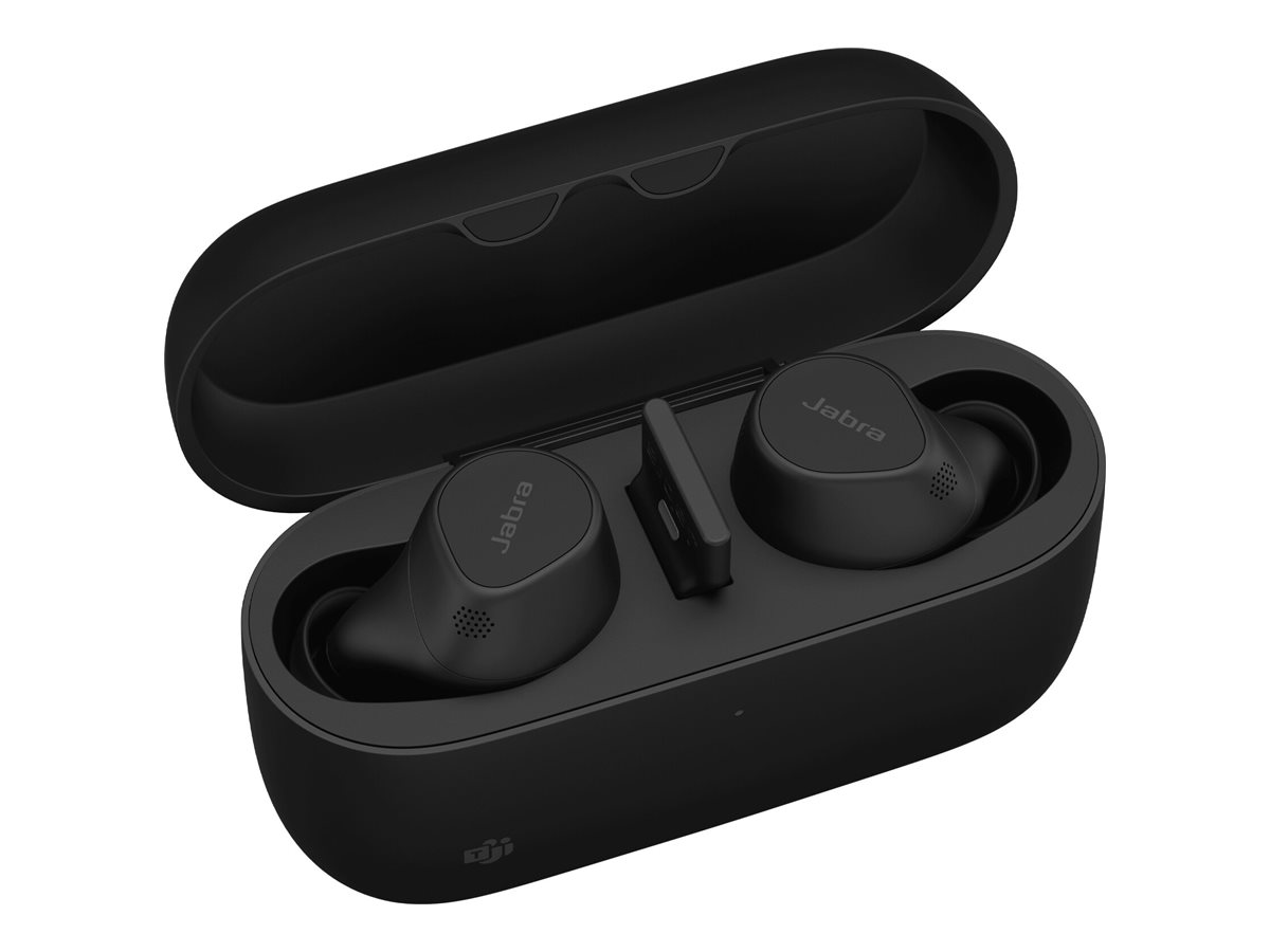 Jabra Evolve2 Buds MS - True Wireless-Kopfhörermit Mikrofon - im Ohr - Bluetooth - aktive Rauschunterdrückung - USB-A über Bluetooth-Adapter - Geräuschisolierung - Schwarz - Zertifiziert für Microsoft