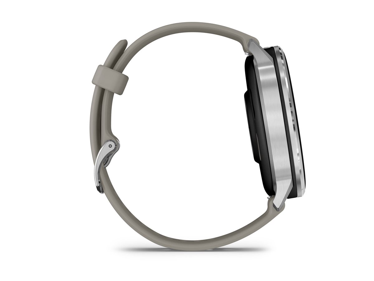 Garmin Venu 4 - 45 mm - silber - intelligente Uhr mit Band - Silikon - silbergrau - Handgelenkgröße: 135-200 mm - Anzeige 3.53 cm (1.4")8 GB - Bluetooth - ANT+ - Wi-Fi - 38 g