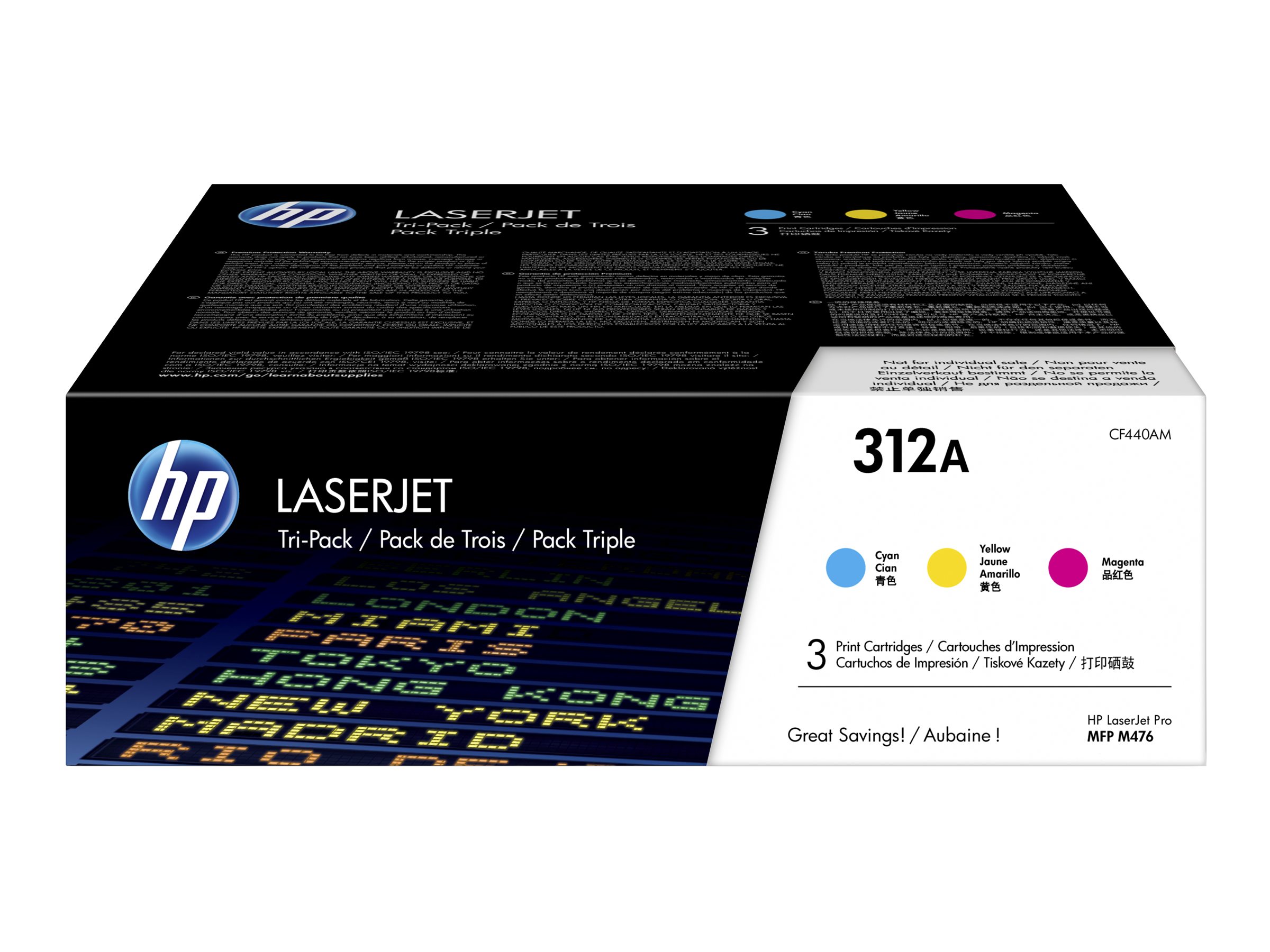 HP 312A - 3er-Pack - Gelb, Cyan, Magenta - original - LaserJet - Tonerpatrone (CF440AM)für Color LaserJet Pro MFP M476dn - MFP M476dw - MFP M476nw