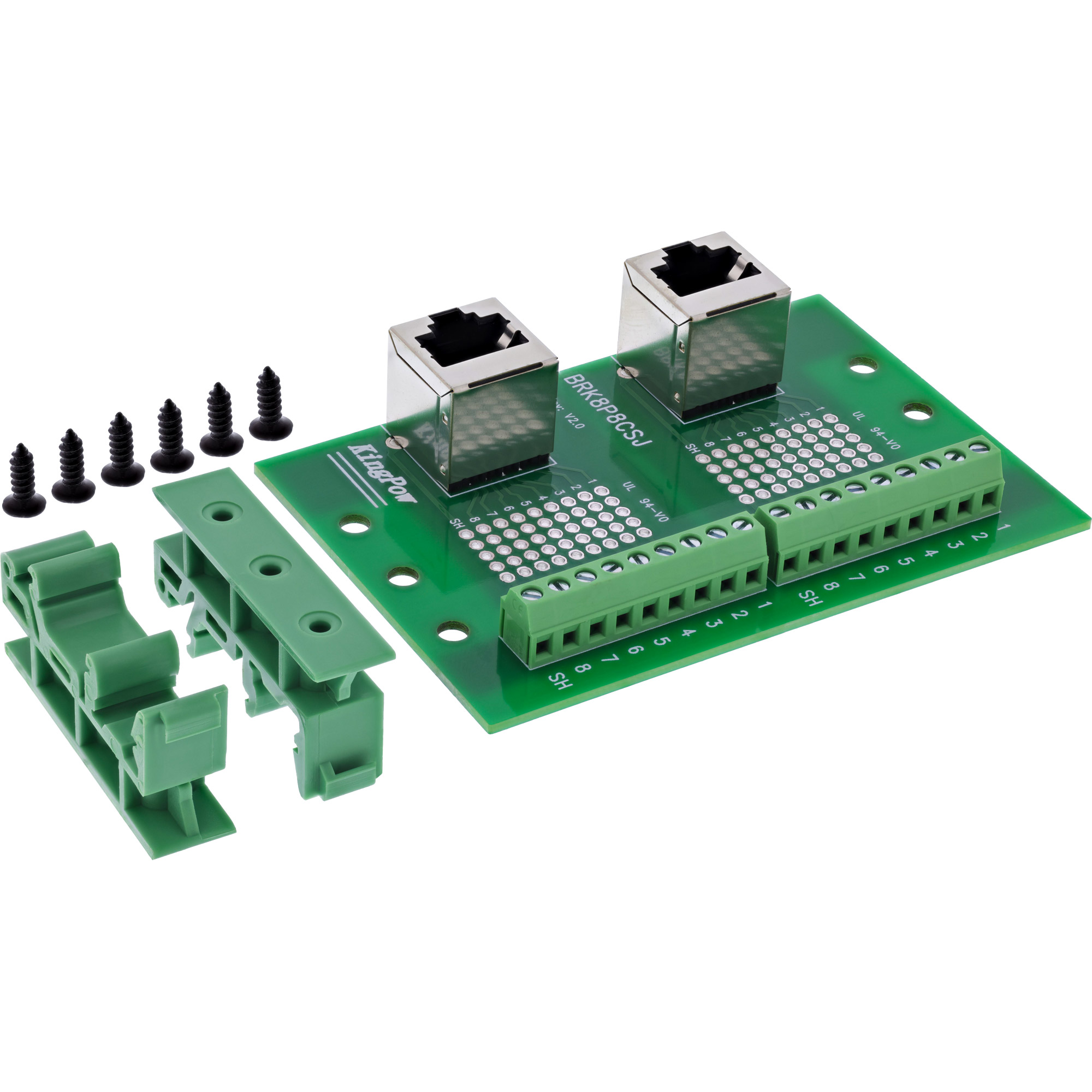 InLine Terminalblock - 2x RJ45 Buchse - nach oben - für HutschieneEthernet