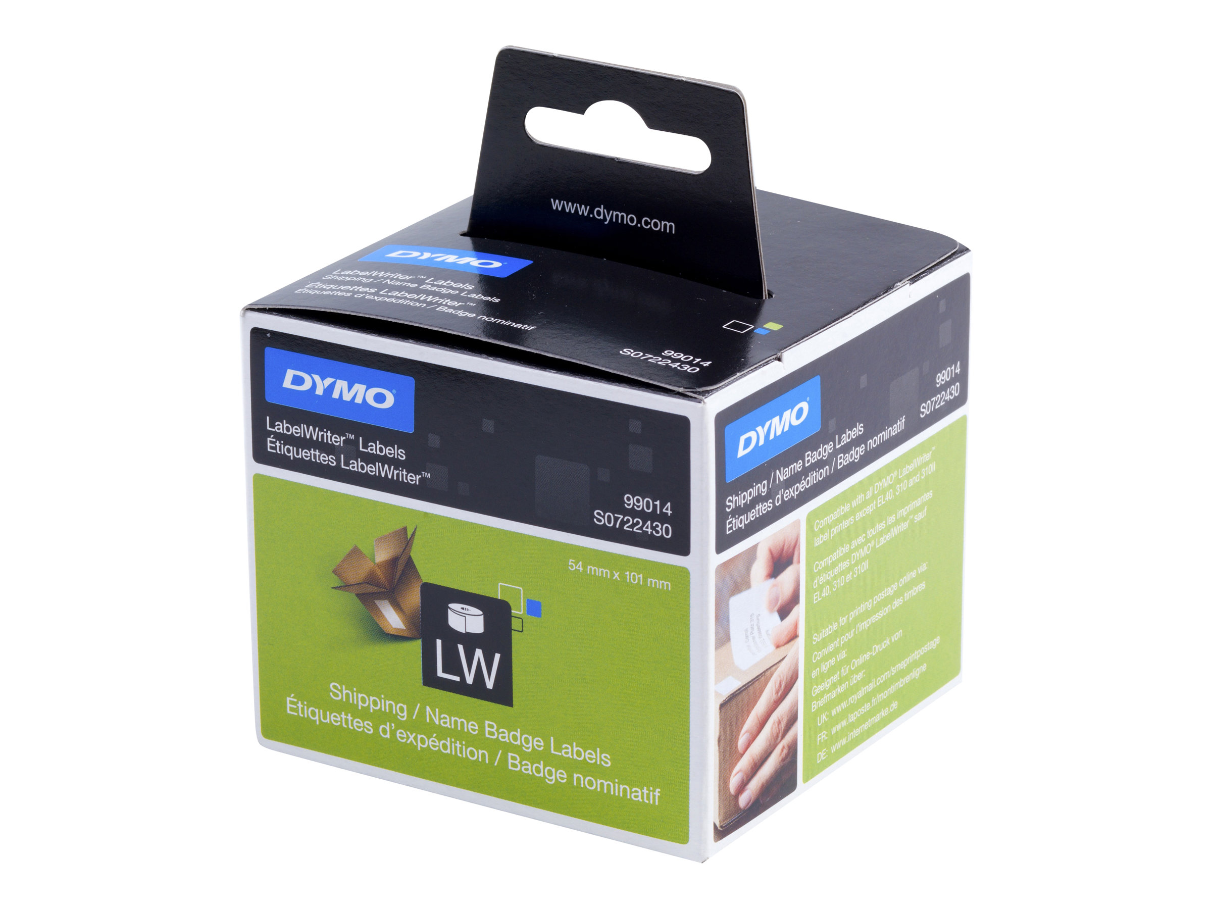 Dymo LabelWriter Shipping - Klebstoff - weiß - 54 x 101 mm 220 Etikett(en) (1 Rolle(n)x 220 Versand-/Namensschild-Etiketten - für DYMO LabelWriter 310 - 315 - 320 - 330 - 400 - 450 - 4XL - SE450 - Wir