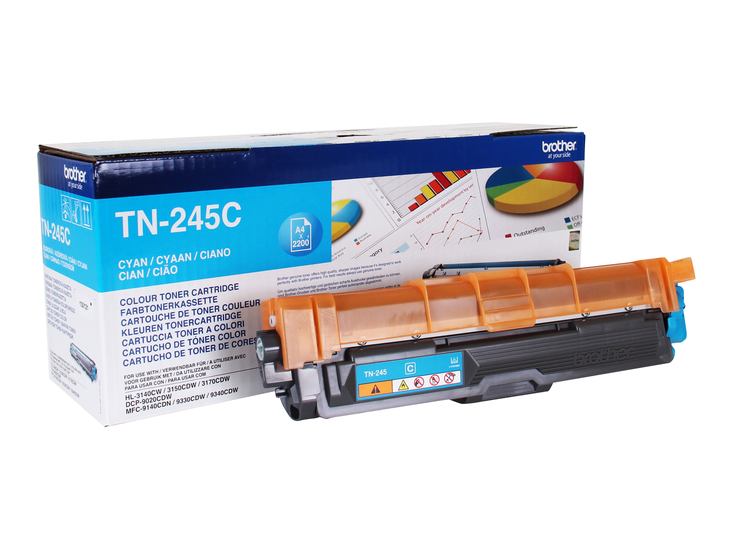 Brother TN245C - Hohe Ergiebigkeit - Cyan - originalTonerpatrone - für Brother DCP-9015CDW - DCP-9020CDN - DCP-9020CDW - HL-3150CDW - MFC-9140CDN