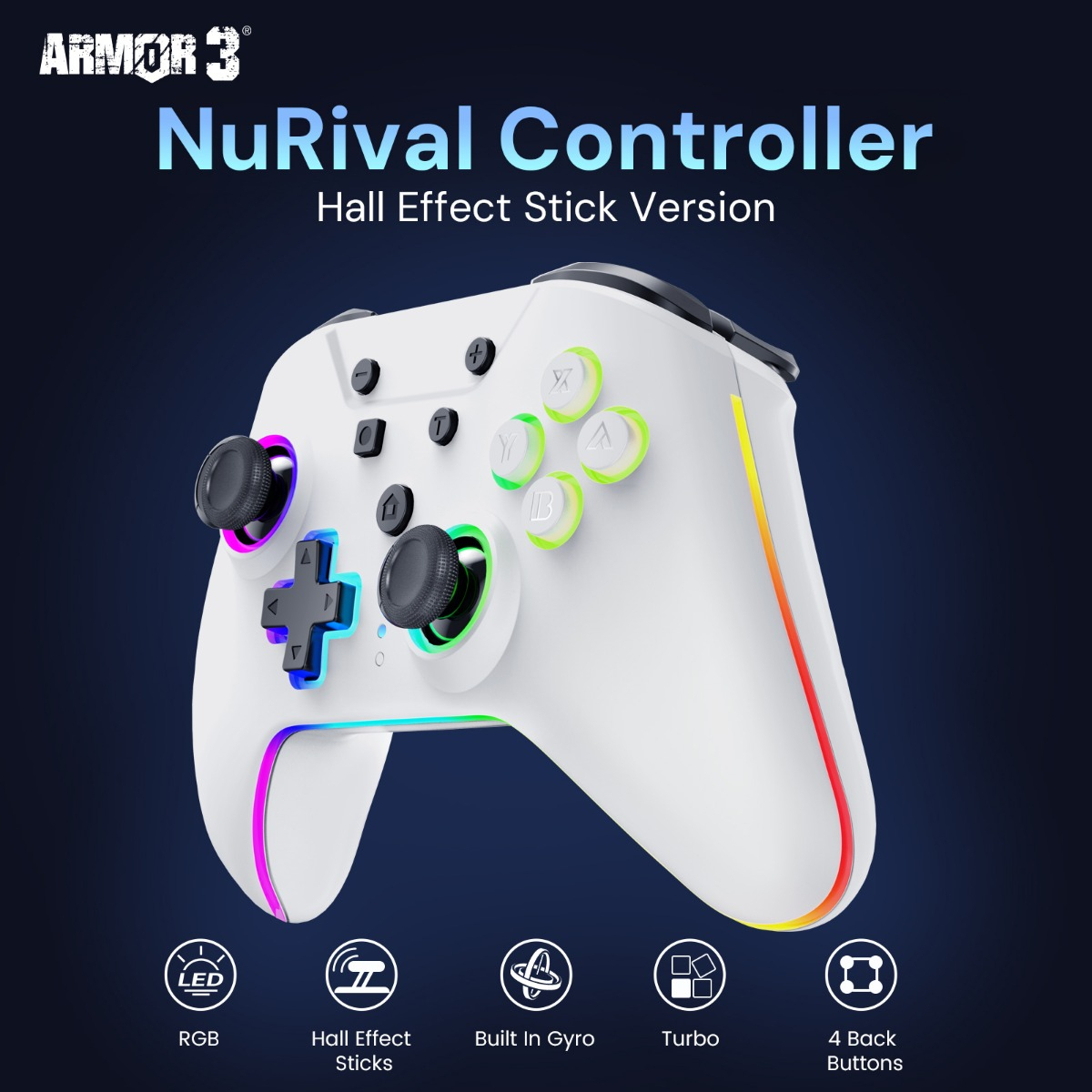 Hyperkin NuRival, Gamepad, Nintendo Switch, Nintendo Switch OLED, Schaltfläche Zurück, Home button, Turbo-Taste, Analog / Digital, Mehrfarbig, KabellosGamepad
