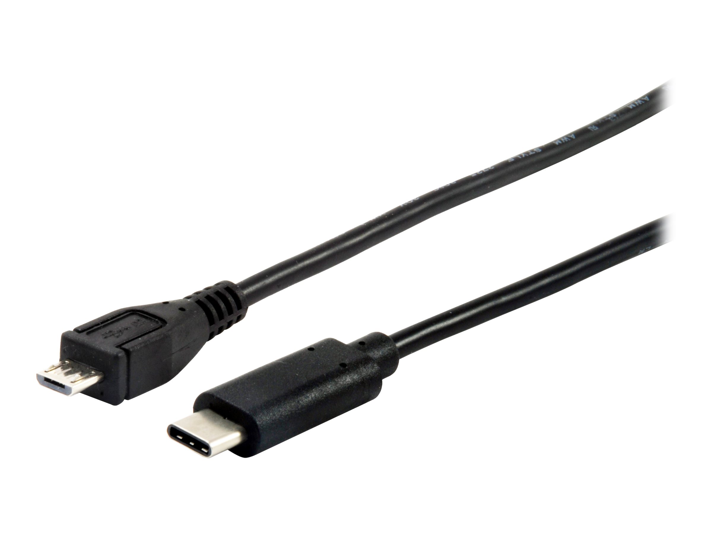 Equip USB-Kabel - Micro-USB Typ B (M) zu USB-C (M)USB 2.0 - 3 A - 1 m - geformt - Schwarz