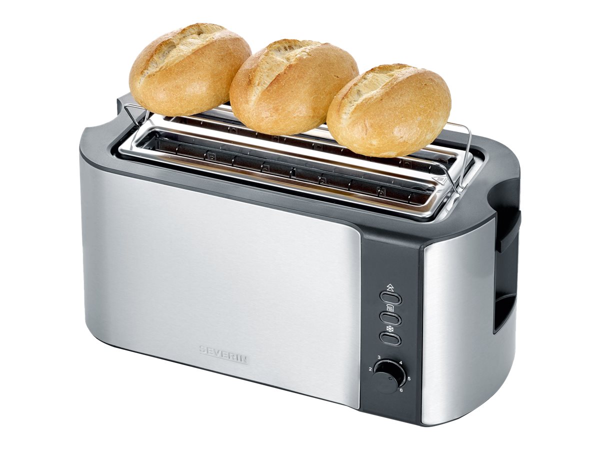SEVERIN AT 2590 - Toaster - 4 Scheibe - 2 SteckplatzEdelstahl gebürstet/schwarz