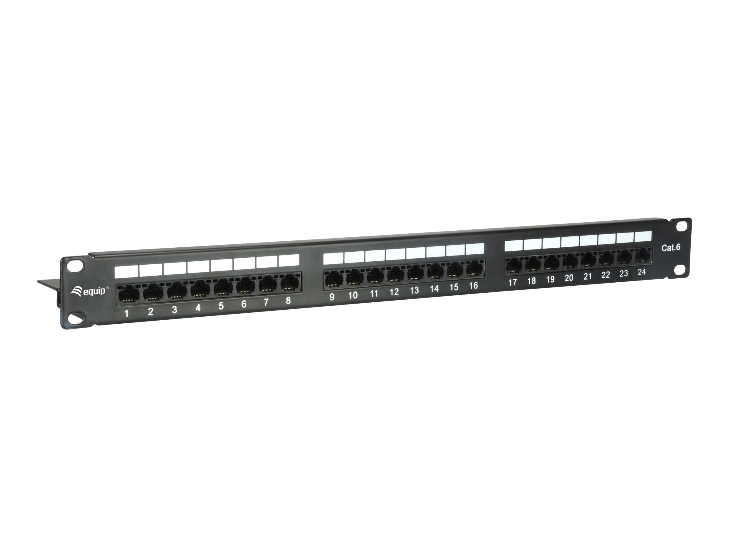 Equip Pro - Patch Panel - CAT 6 - RJ-45 X 24 - Schwarz - 1U - 48.3 cm (19")24-Port Cat.6 Ungeschirmtes Patch Panel - Schwarz