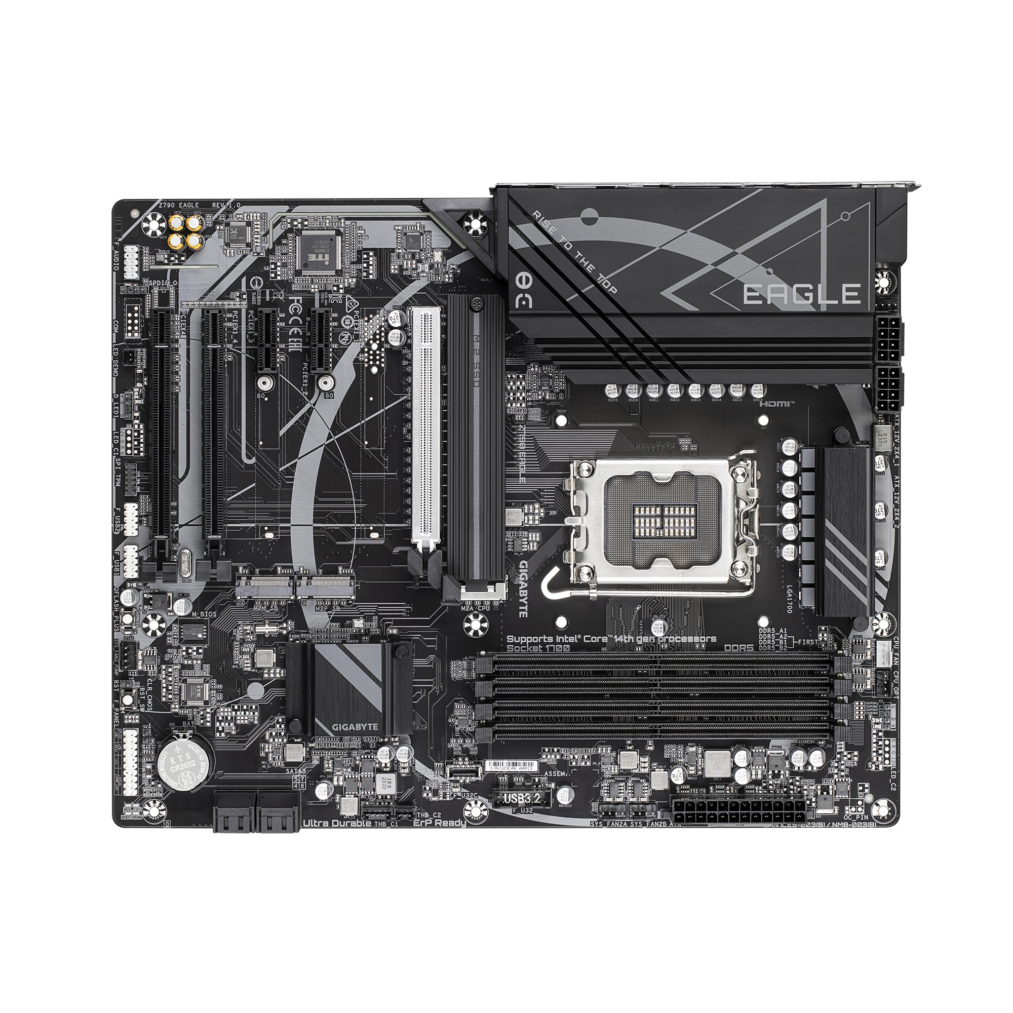 Gigabyte Z790 EAGLE Motherboard - Unterstützt 14. Generation Intel Core CPUs, 12+1+1 Phasen VRM, bis zu 7600MHz DDR5 (OC), 3xPCIe 4.0 M.2, 2,5GbE LAN, USB 3.2 Gen 2, Intel, LGA 1700, Intel® Celeron®,