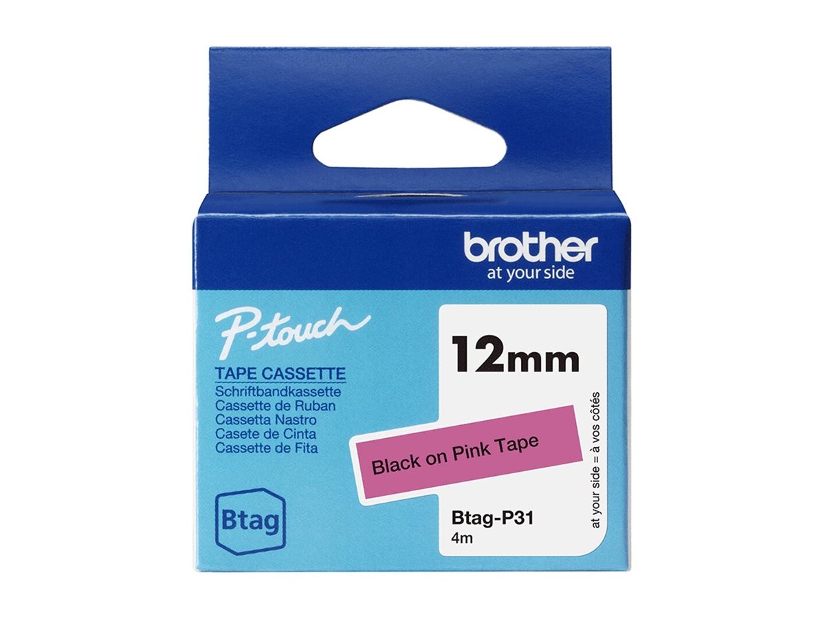 Brother BTAG-P31 - Schwarz auf Pink - Rolle (1,2 cm x 4 m)