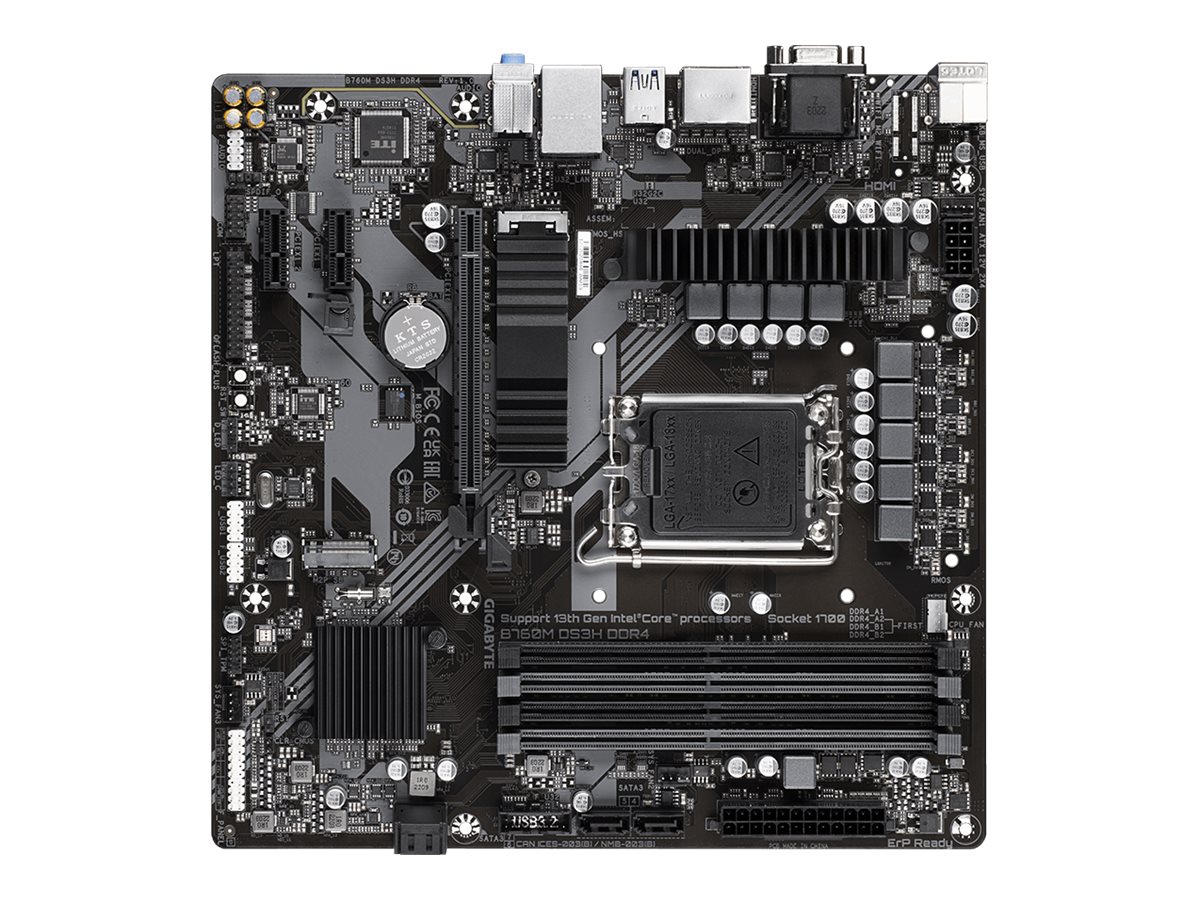 Gigabyte B760M DS3H DDR4 - 1.0 - Motherboard - micro ATX - LGA1700 Sockel - B760 Chipsatz - USB 3.2 Gen 2, USB 3.2 Gen 1, USB-C 3.2 Gen2 - 2.5 Gigabit LAN - Onboard-Grafik (CPU erforderlich)HD Audio (