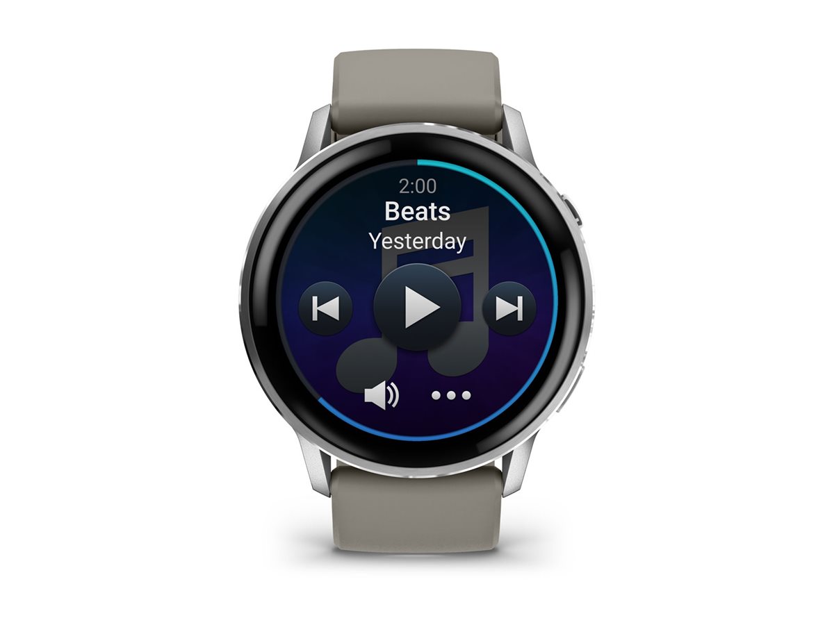 Garmin Venu 4 - 45 mm - silber - intelligente Uhr mit Band - Silikon - silbergrau - Handgelenkgröße: 135-200 mm - Anzeige 3.53 cm (1.4")8 GB - Bluetooth - ANT+ - Wi-Fi - 38 g