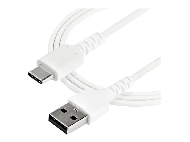 StarTech.com StarTech 1m USB A to USB C Charging Cable, Durable Fast Charge & Sync USB 2.0 to USB Type C Data Cord, Rugged TPE Jacket Aramid Fiber M/M 3A White, Samsung S10, S20, iPad Pro, Pixel - Hea