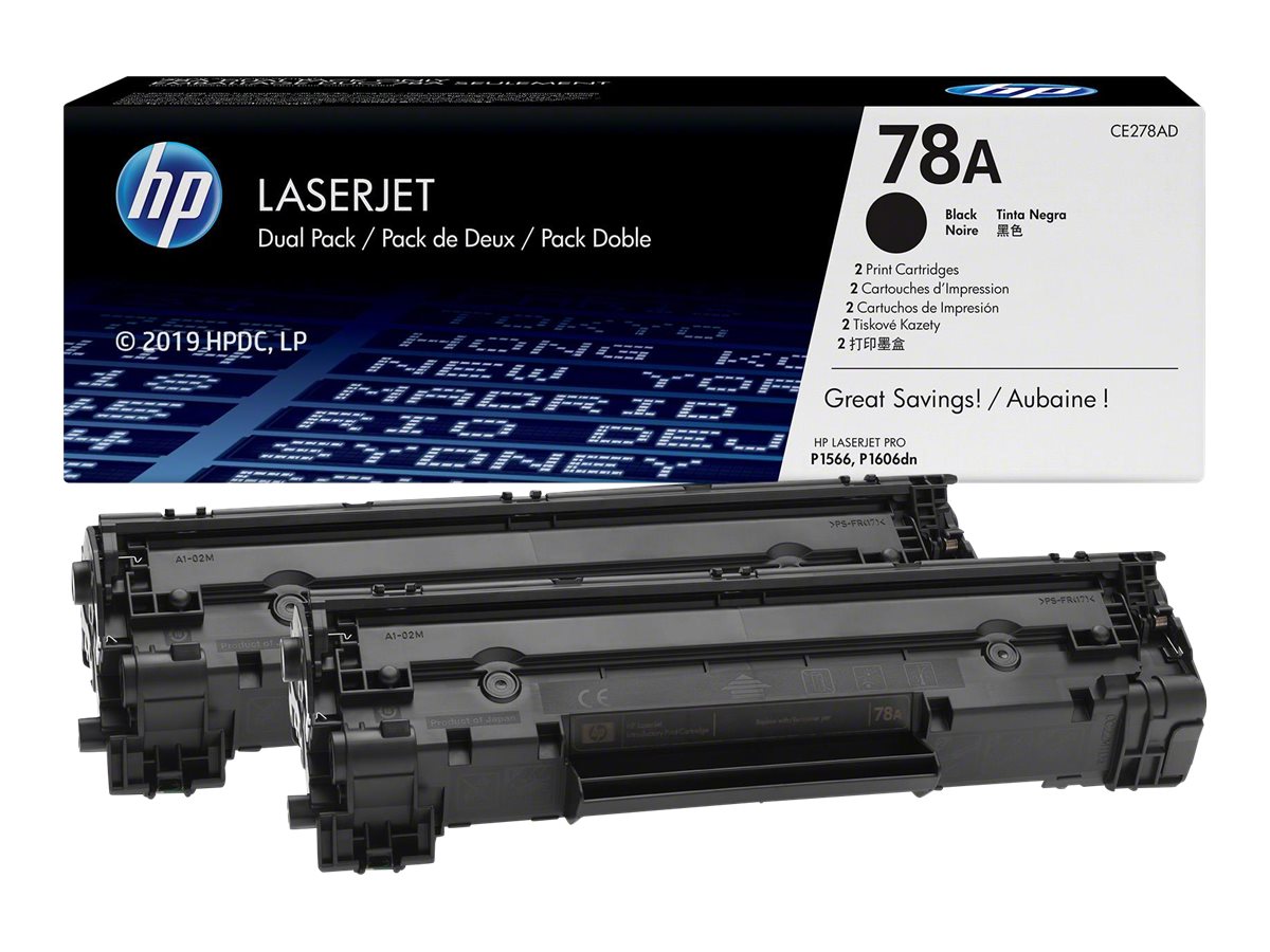 HP 78A 2er-Pack Schwarz Original LaserJet Tonerkartuschen, 4200 Seiten, Schwarz, 2 Stück(e)78A 2er-Pack Schwarz Original LaserJet Tonerkartuschen