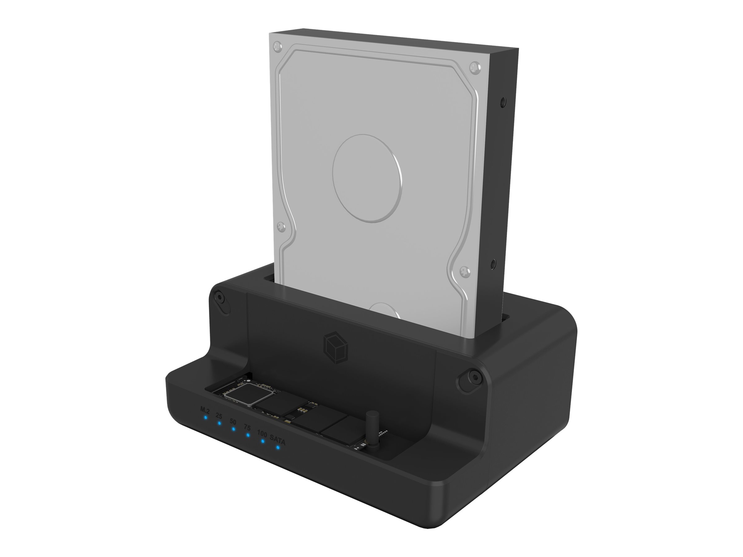 ICY BOX IB-2914MSCL-C31 - HDD / SSD Dockingstation - 2,5" / 3,5" gemeinsam genutzt, M.2 (6,4 cm/8,9 cm gemeinsam genutzt)SATA 6Gb/s - USB 3.2 (Gen 2) - Schwarz