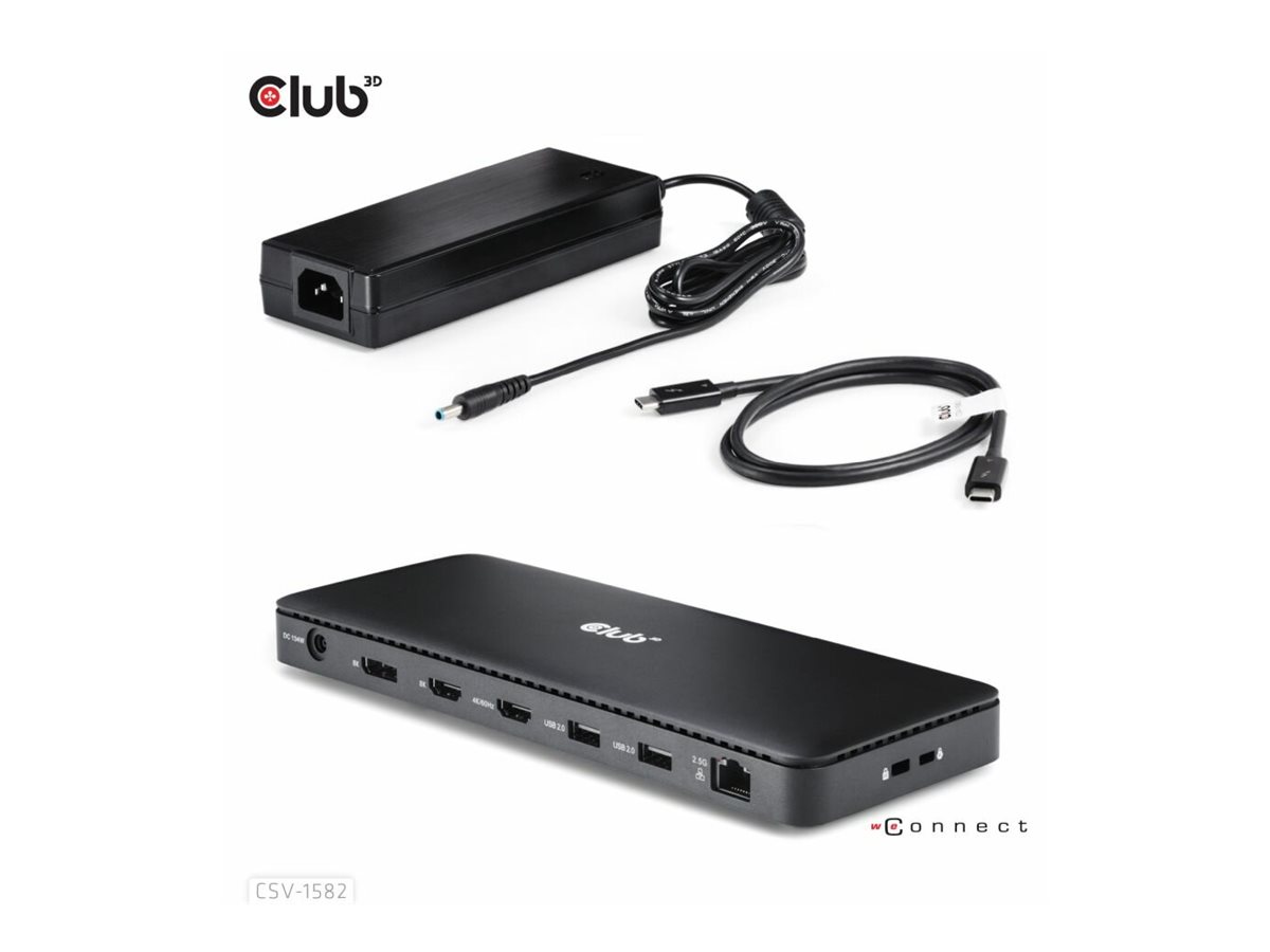 Club 3D Thunderbolt 4 zertifizierte 12-in-1-DockingstationLaptop - USB-C / USB4 / Thunderbolt 3 / Thunderbolt 4 - 2 x HDMI - DP - Thunderbolt 4 - 2.5GbE - 134 Watt