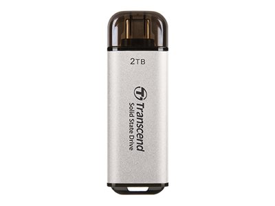 Transcend ESD300S - SSD - 2 TB - extern (tragbar)USB 3.2 Gen 2x1 (USB-C Steckverbinder) - Silber