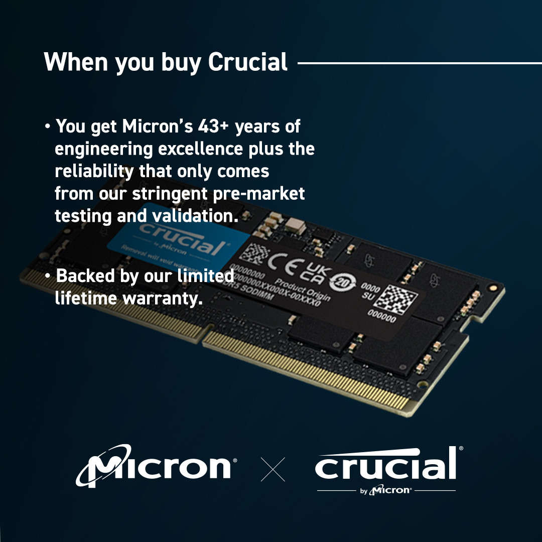 Crucial DDR5 - Modul - 16 GB - SO-DIMM 262-Pin5600 MT/s / PC5-44800 - CL46 - 1.1 V - non-ECC