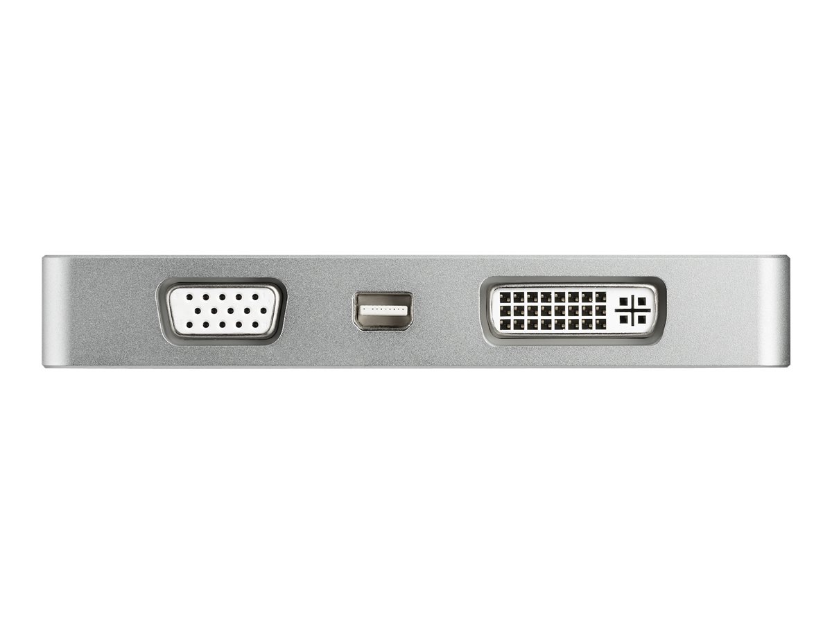 StarTech.com Aluminium Reise A/V Adapter 4-in-1 USB-C auf VGA, DVI, HDMI oder mDP - USB Type-C Adapter - 4K - Videoadapter - USB-C männlich zu HD-15 (VGA)DVI-D - HDMI - Mini DisplayPort weiblich - 10.