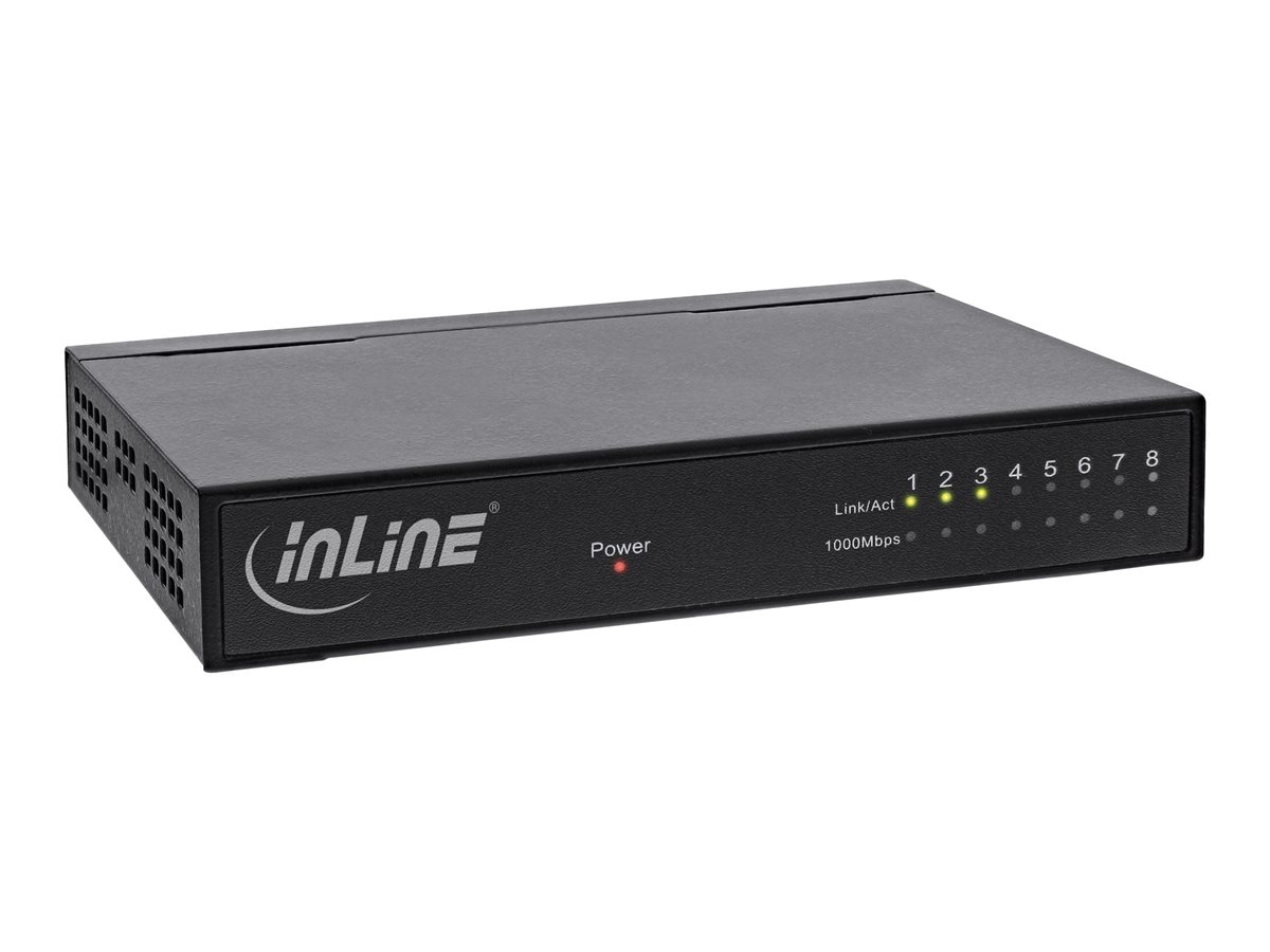 InLine 8-Port Gigabit Switch - 1 Gb/s - Desktop - Metallgehäuse - lüfterlosp