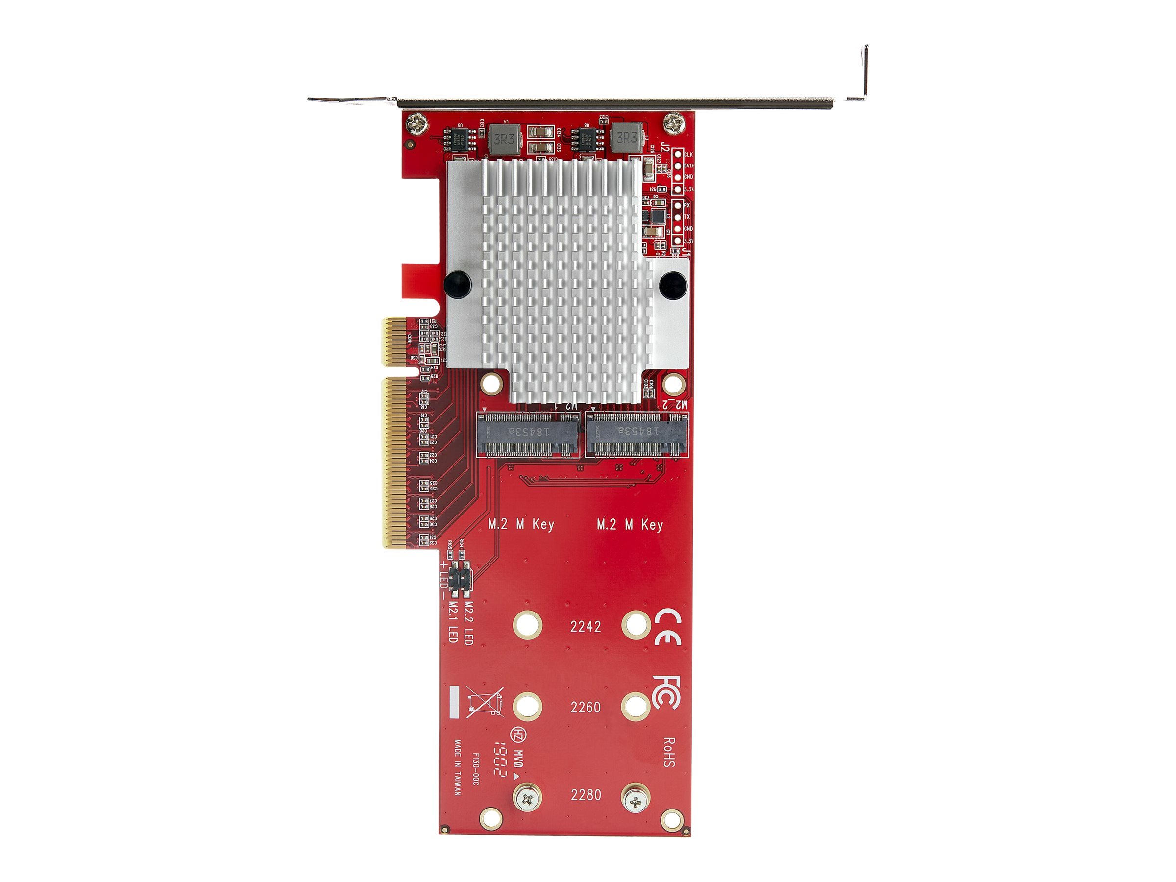 StarTech.com Dual M.2 PCIe SSD Adapter Karte - x8 / x16 Dual NVMe oder AHCI M.2 SSD zu PCI Express 3.0 - M.2 NGFF PCIe (M-Key)kompatibel - Unterstützt 2242 - 2260 - 2280 - JBOD - Mac & PC (PEX8M2E2) -