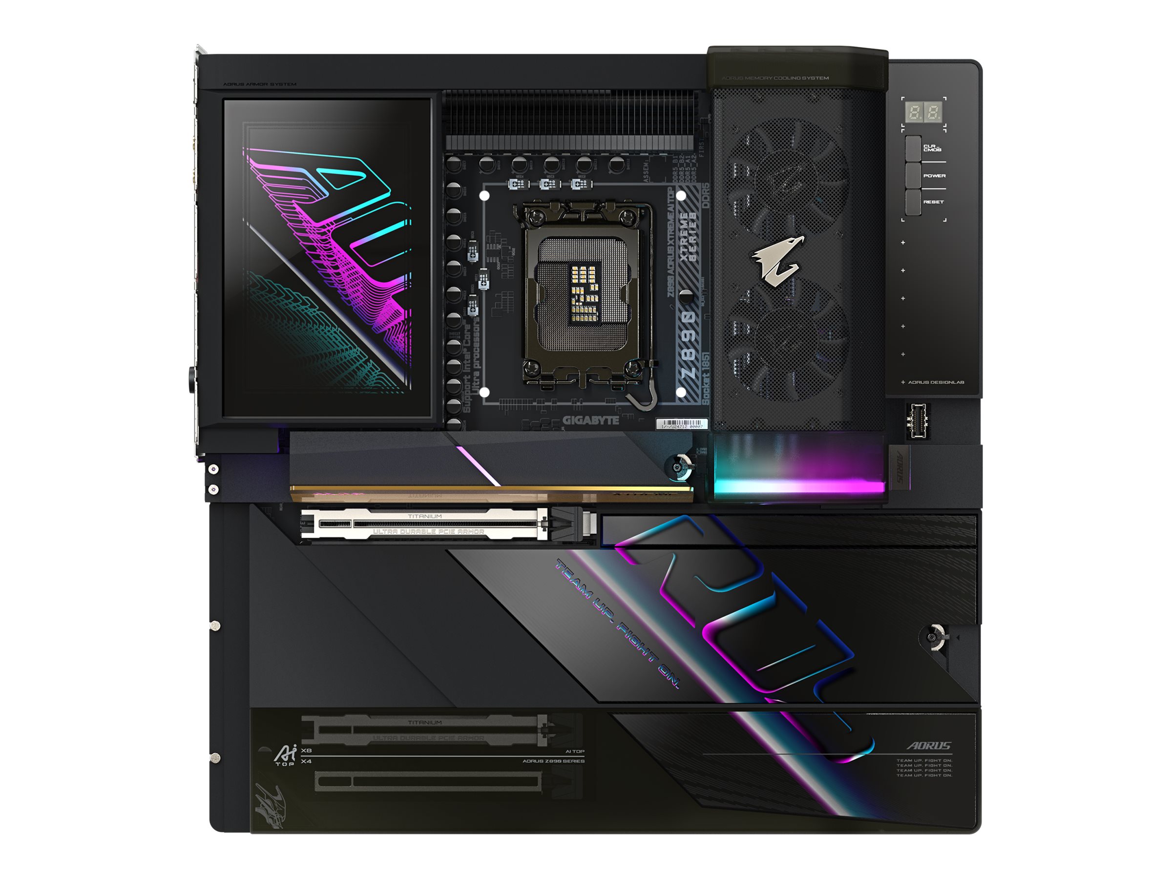 Gigabyte AORUS Z890 A XTREME AI TOP - Motherboard - E-ATX - LGA1851-Sockel - Z890 Chipsatz - USB4, USB 3.2 Gen 2, USB 3.2 Gen 1, USB-C 3.2 Gen 2x2 - 2 x 2.5 Gigabit LAN, Bluetooth, Wi-Fi 7 - Onboard-G