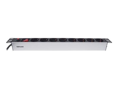 Intellinet 19" 1U Rackmount 8-Way Power Strip - German Type, With On/Off Switch and Overload Protection, 3m Power Cord - Steckdosenleiste (Rack - einbaufähig)Wechselstrom 250 V - Eingabe - Eingang CEE