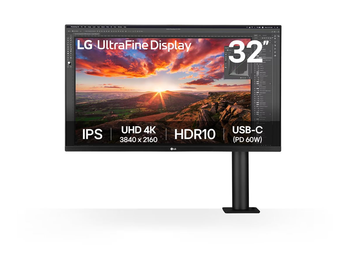 LG UltraFine Ergo 32UN880K-B - LED-Monitor - 81.3 cm (32")(31.5" sichtbar) - 3840 x 2160 4K UHD (2160p) @ 60 Hz - IPS - 350 cd/m² - 1000:1 - HDR10 - 5 ms - 2xHDMI - DisplayPort - USB-C - Lautsprecher