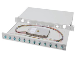 DIGITUS LWL Spleißbox, 1HE, bestückt, 12x LC DX, OM3LWL Spleißbox - 1HE - bestückt - 12x LC DX - OM3 inkl. Spleißkassette,gefärbte Pigtails - Kupplungen