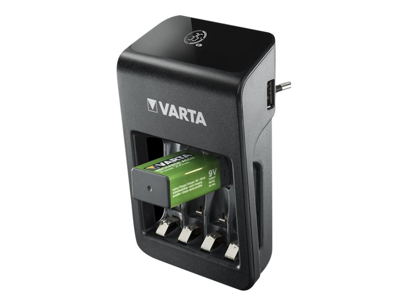 Varta LCD Plug Charger+ - 4 Std. Batterieladegerät / Stromadapter - (für 4xAA/AAA, 1x9V)4 x AA-Typ - NiMH - 2100 mAh (USB)