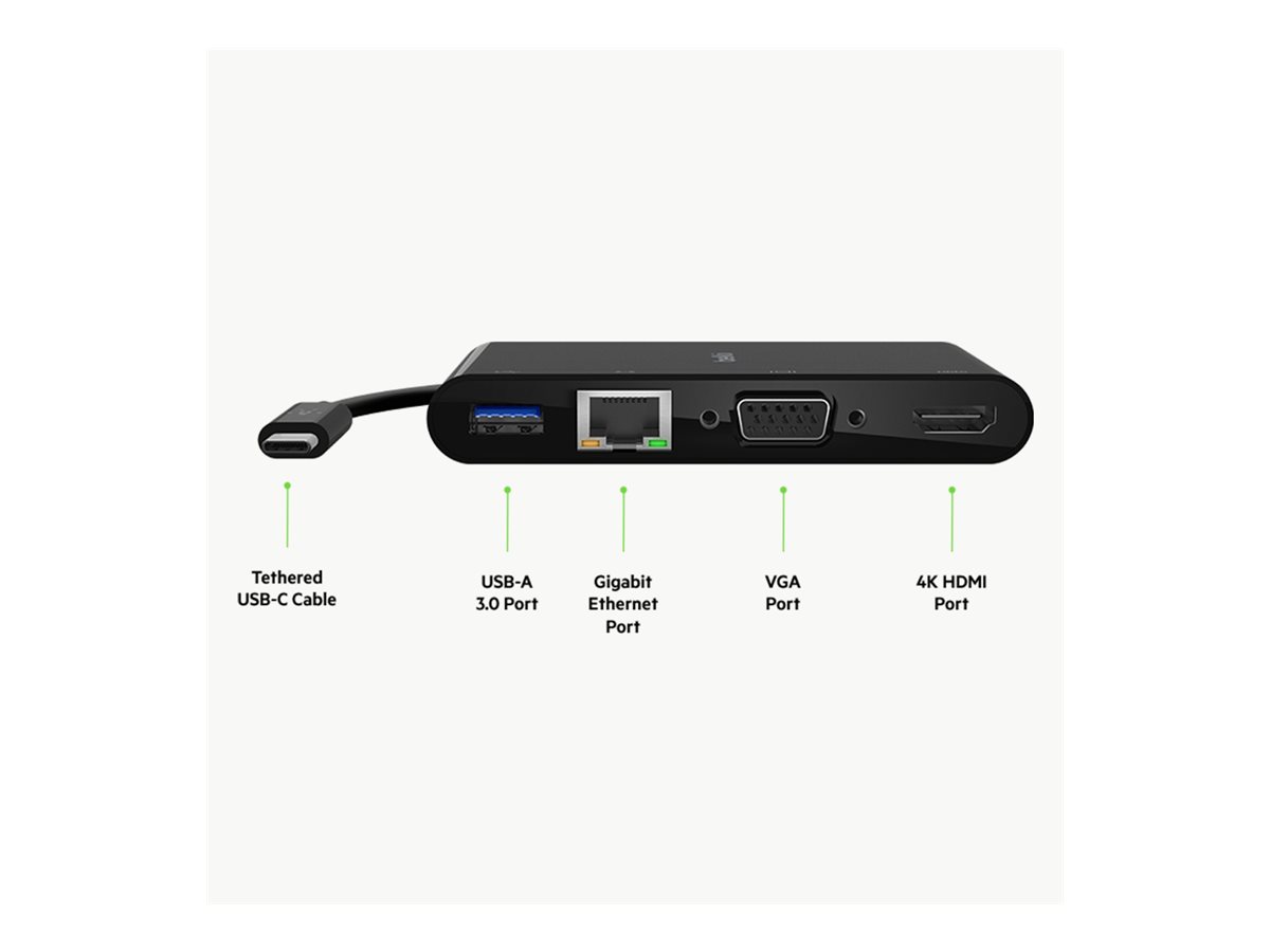 Belkin Multiport-Adapter - USB-C - VGA, HDMI1GbE