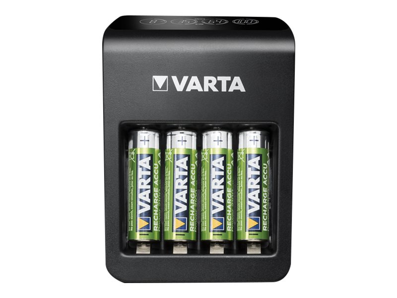 Varta LCD Plug Charger+ - 4 Std. Batterieladegerät / Stromadapter - (für 4xAA/AAA, 1x9V)4 x AA-Typ - NiMH - 2100 mAh (USB)