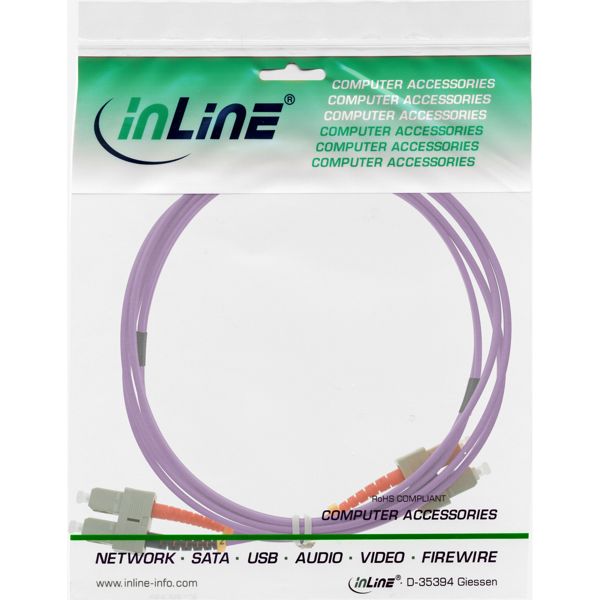 InLine LWL Duplex Kabel - SC/SC - 50/125µm - OM4 - 25m25 m - Glasfaser - Duplex - 50/125 Mikrometer - OM4 - halogenfrei - lila